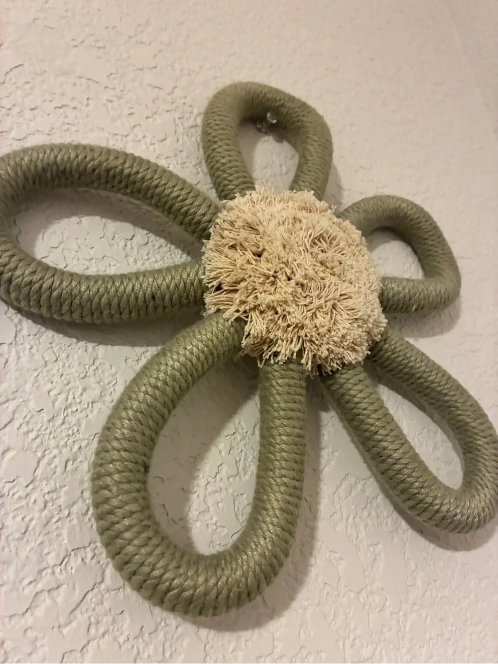 Boho Rope Flower Wall Decor Sage Green 9.5” Woven Daisy Wall Art